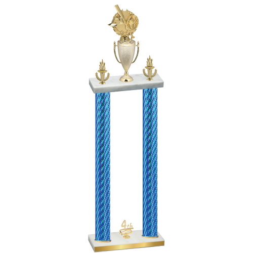 Double Blue Carbon Fiber Fourth Place Baseball Trophy