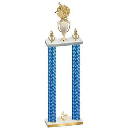 Double Blue Carbon Fiber Fourth Place Baseball Trophy