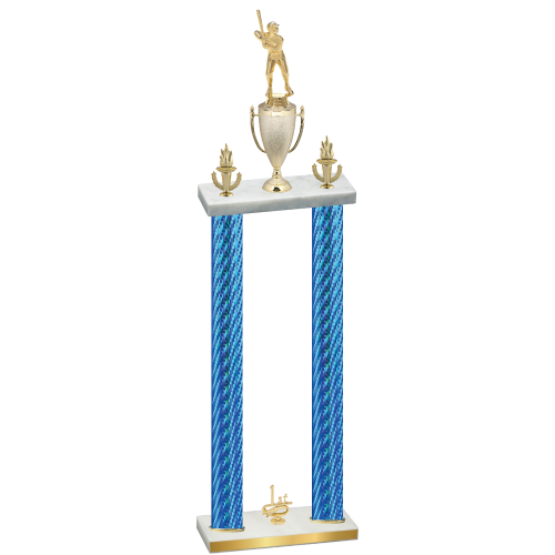 Double Blue Carbon Fiber First Place Baseball Trophy
