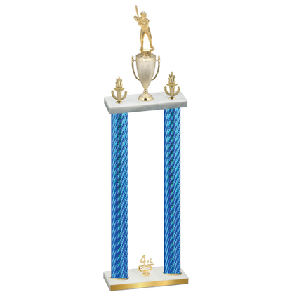 Double Blue Carbon Fiber Fourth Place Baseball Trophy