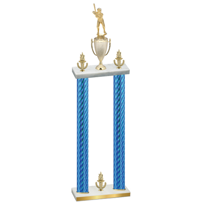 Double Blue Carbon Fiber Victory Baseball Trophy