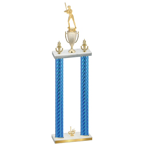 Double Blue Carbon Fiber First Place Softball Trophy