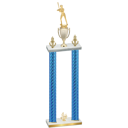 Double Blue Carbon Fiber Fourth Place Softball Trophy