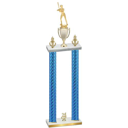 Double Blue Carbon Fiber Year Softball Trophy
