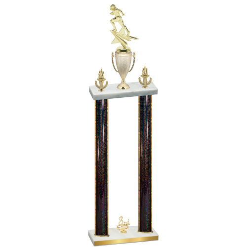 Double Black Glacier Third Place Football Trophy