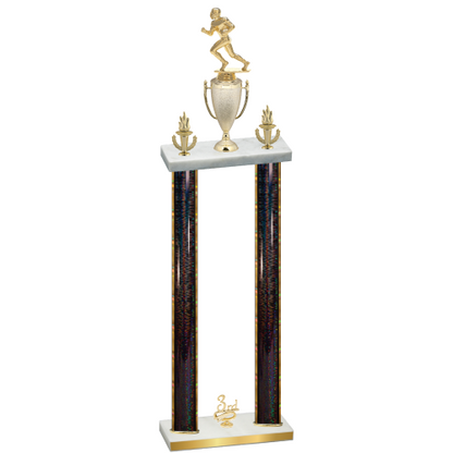 Double Black Glacier Third Place Football Trophy
