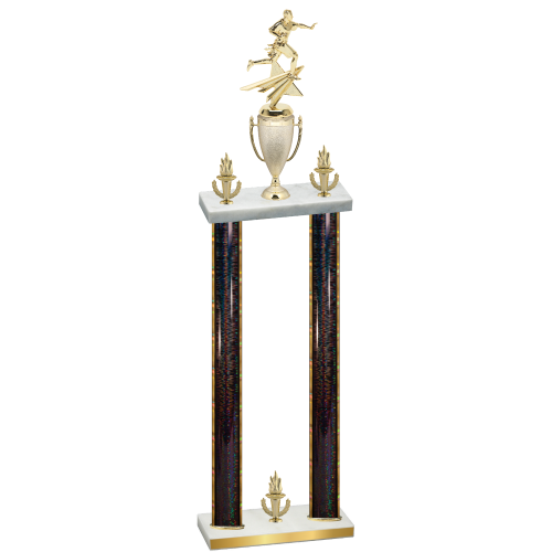 Double Black Glacier Victory Flag Football Trophy