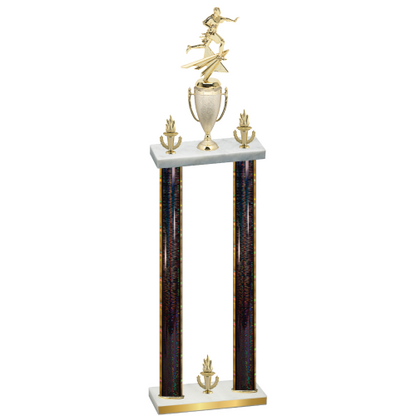 Double Black Glacier Victory Flag Football Trophy