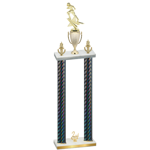 Double Black Carbon Fiber Second Place Football Trophy