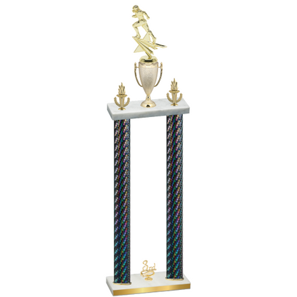 Double Black Carbon Fiber Third Place Football Trophy