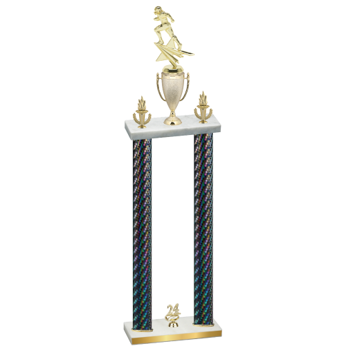 Double Black Carbon Fiber Year Football Trophy