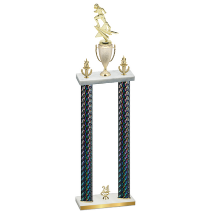 Double Black Carbon Fiber Year Football Trophy