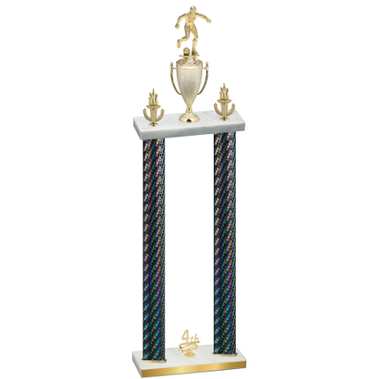 Double Black Carbon Fiber Fourth Place Soccer Trophy