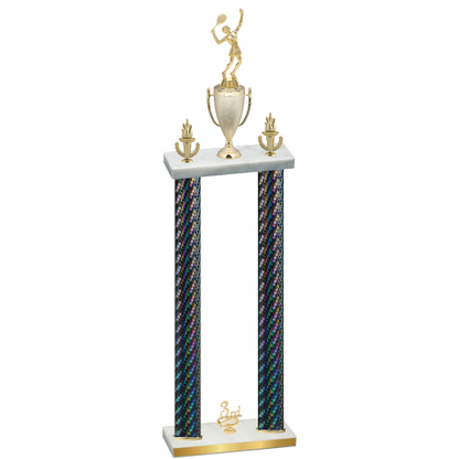 Double Black Carbon Fiber Third Place Tennis Trophy