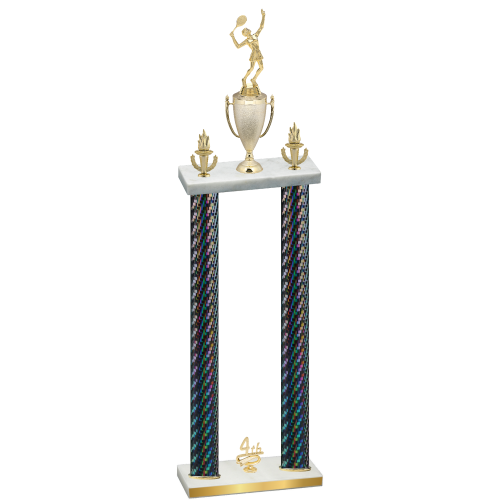 Double Black Carbon Fiber Fourth Place Tennis Trophy