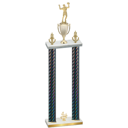 Double Black Carbon Fiber Fourth Place Volleyball Trophy