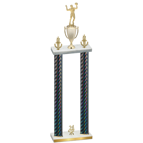 Double Black Carbon Fiber Year Volleyball Trophy