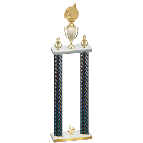 Double Black Carbon Fiber Fourth Place Volleyball Trophy
