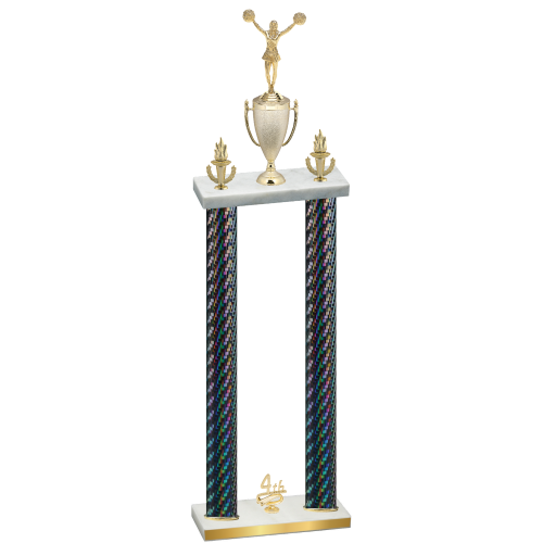 Double Black Carbon Fiber Fourth Place Cheerleading Trophy