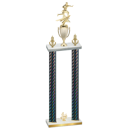 Double Black Carbon Fiber Fourth Place Flag Football Trophy
