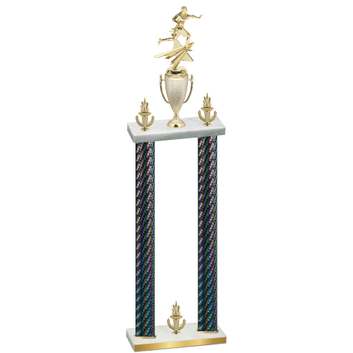 Double Black Carbon Fiber Victory Flag Football Trophy