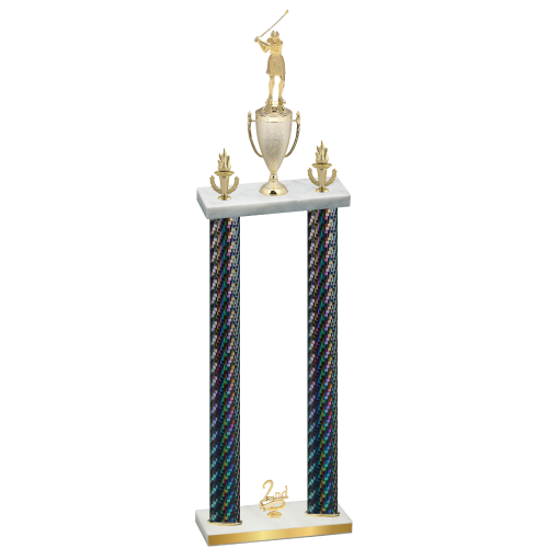 Double Black Carbon Fiber Second Place Golf Trophy