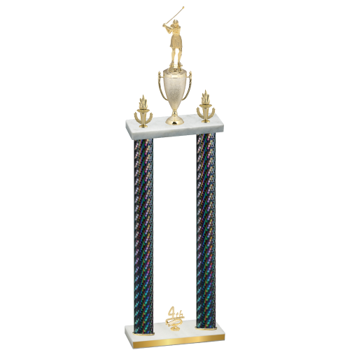 Double Black Carbon Fiber Fourth Place Golf Trophy