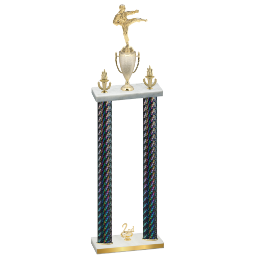 Double Black Carbon Fiber Second Place Karate Trophy