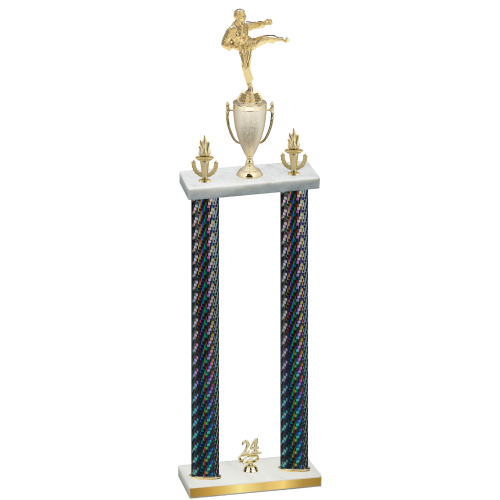 Double Black Carbon Fiber Year Karate Trophy