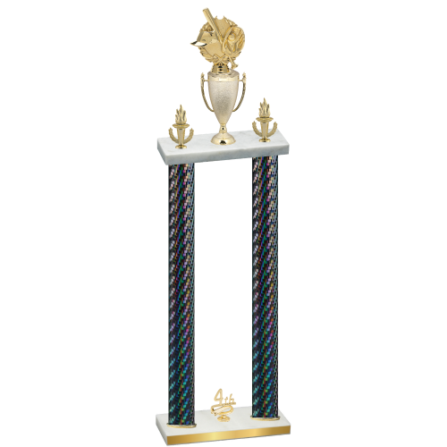 Double Black Carbon Fiber Fourth Place Baseball Trophy