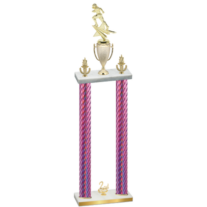 Double Pink Carbon Fiber Second Place Football Trophy