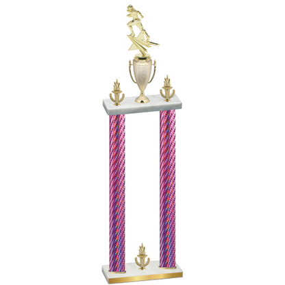 Double Pink Carbon Fiber Victory Football Trophy