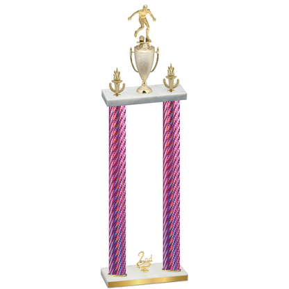 Double Pink Carbon Fiber Second Place Soccer Trophy