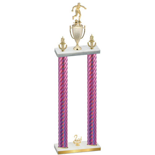 Double Pink Carbon Fiber Second Place Soccer Trophy