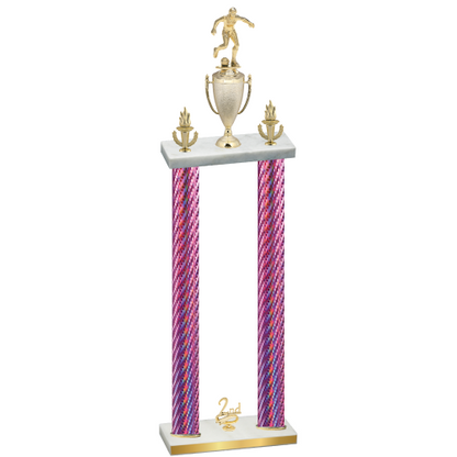 Double Pink Carbon Fiber Second Place Soccer Trophy