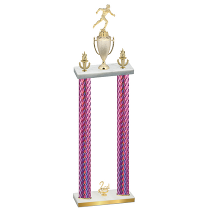 Double Pink Carbon Fiber Second Place Running Trophy