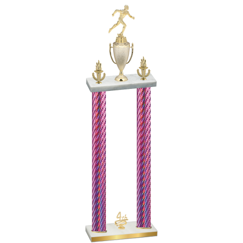 Double Pink Carbon Fiber Fourth Place Running Trophy