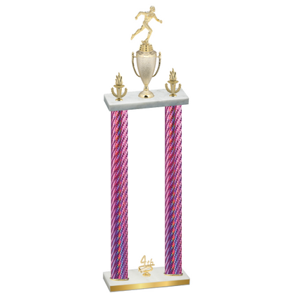 Double Pink Carbon Fiber Fourth Place Running Trophy