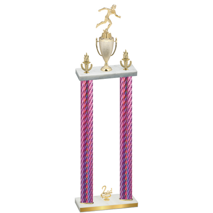 Double Pink Carbon Fiber Second Place Running Trophy