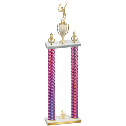 Double Pink Carbon Fiber Fourth Place Tennis Trophy