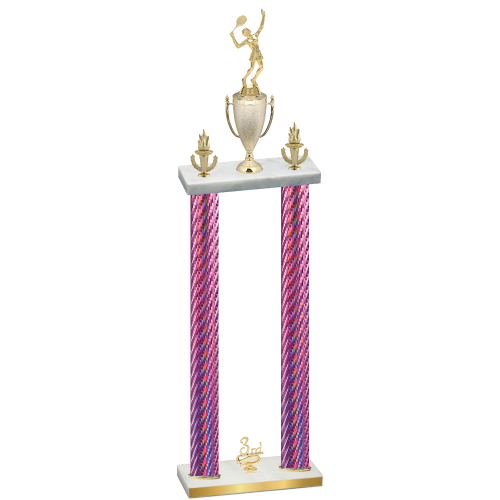 Double Pink Carbon Fiber Third Place Tennis Trophy