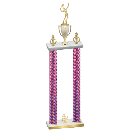 Double Pink Carbon Fiber Fourth Place Tennis Trophy