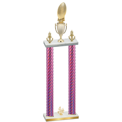Double Pink Carbon Fiber Fourth Place Football Trophy