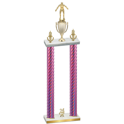 Double Pink Carbon Fiber Year Wrestling Trophy