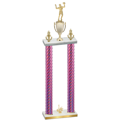 Double Pink Carbon Fiber First Place Volleyball Trophy