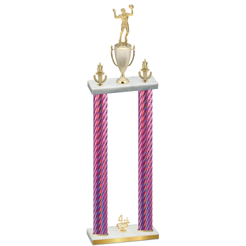 Double Pink Carbon Fiber Fourth Place Volleyball Trophy