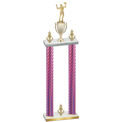 Double Pink Carbon Fiber Victory Volleyball Trophy