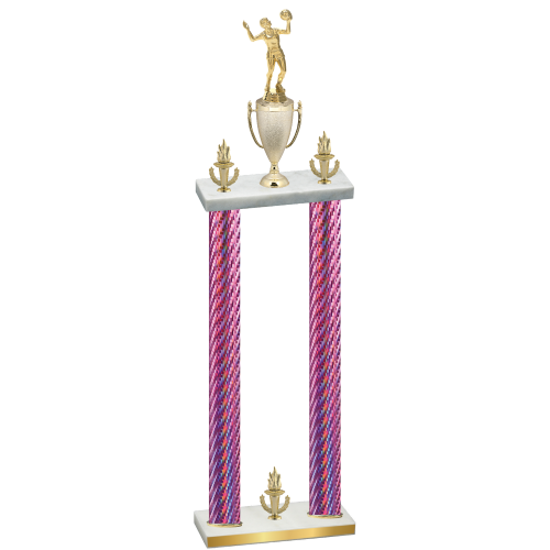 Double Pink Carbon Fiber Victory Volleyball Trophy