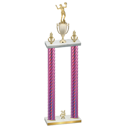 Double Pink Carbon Fiber Year Volleyball Trophy
