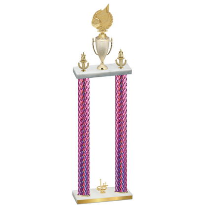 Double Pink Carbon Fiber First Place Volleyball Trophy